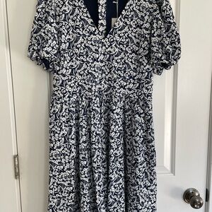 Boden Floral Navy and White Dress